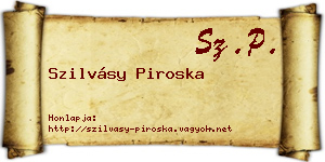 Szilvásy Piroska névjegykártya